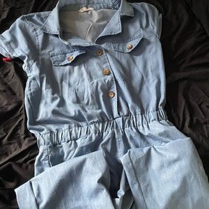 Large jean romper ! Super cute ☺️